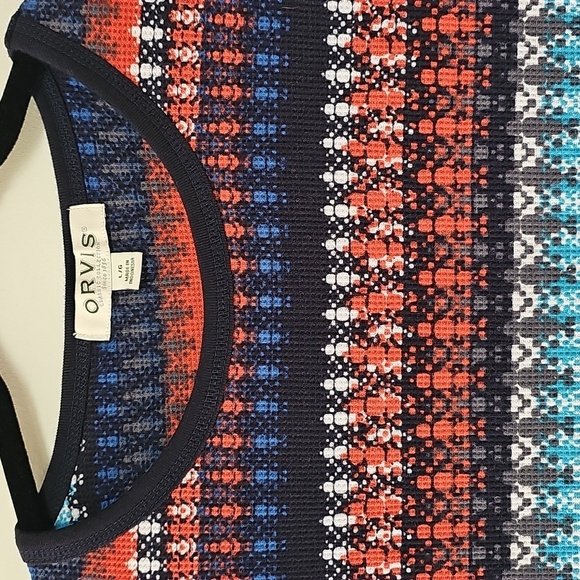Orvis Fair Isle Thermal Base Layer Top Size Large Multicolor Patterned Stripes - Picture 2 of 10